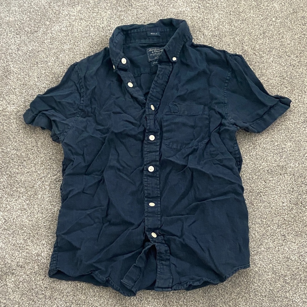 Abercrombie & Fitch Dark Blue Casual Button Down Shirt
